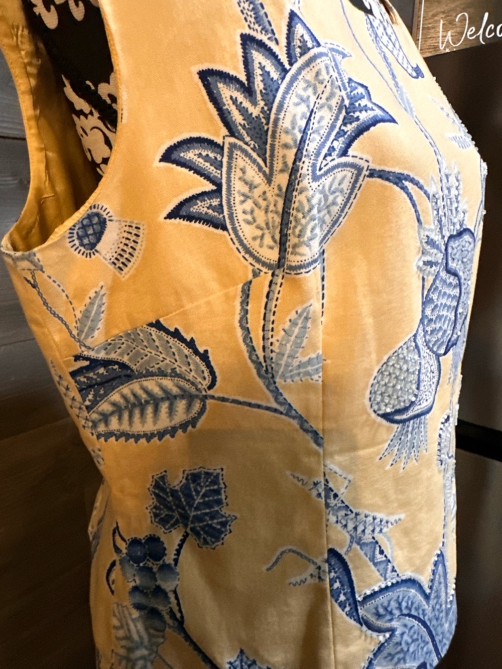 Vintage Maggy LondonWomen’s Yellow & Blue Floral Print Skirt size 14 - Picture 4 of 8